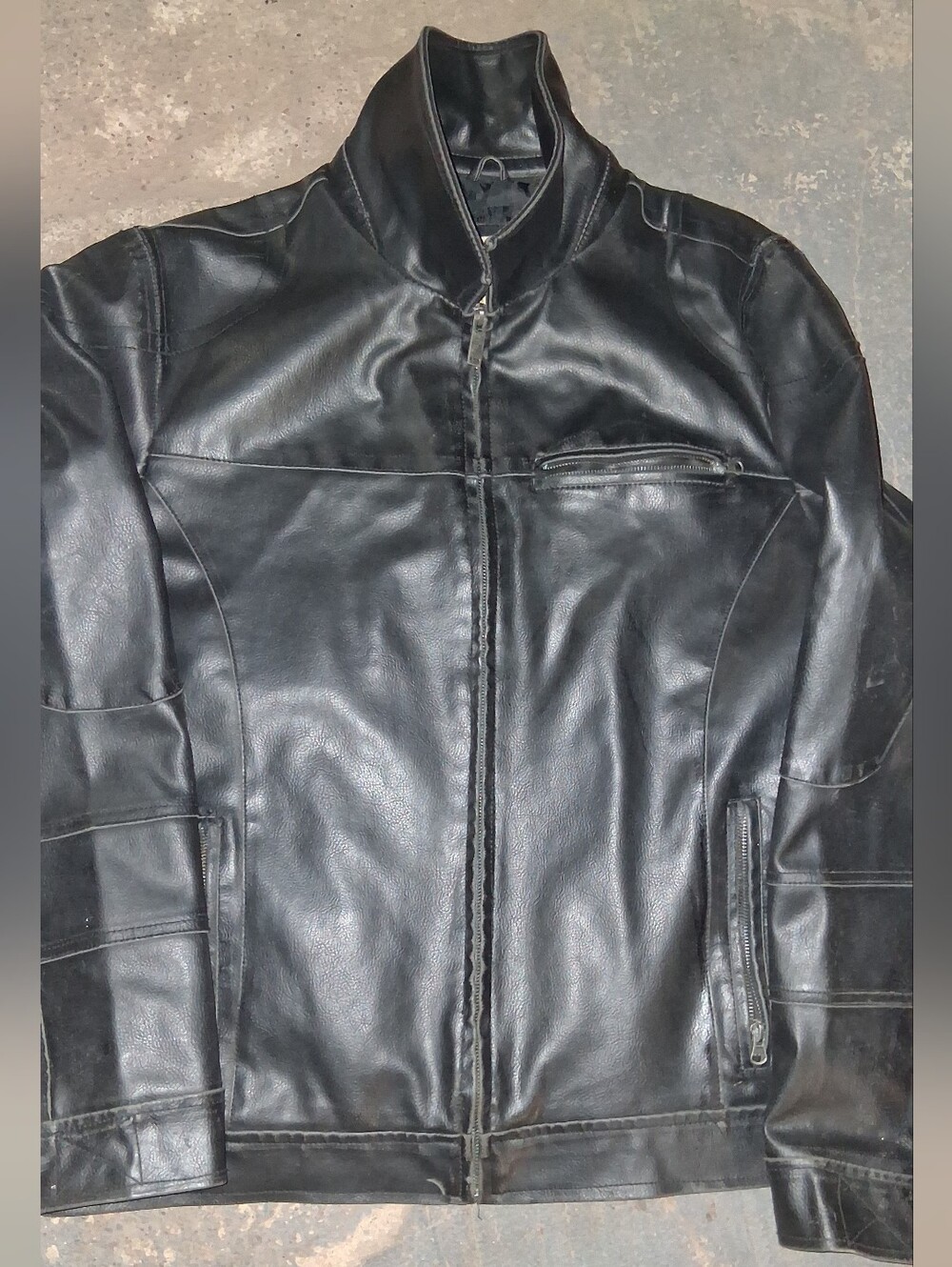 Route 66 Black Leather Bomber Jacket with Silver Hardware